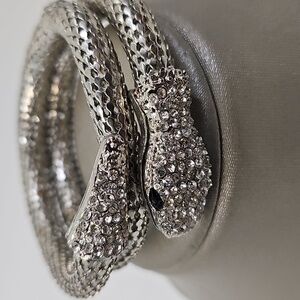 Silver Stretch‎ Black Snake Eyes Arm Bracelet